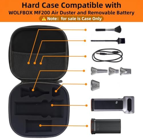 YouKnow Travel Case Compatible with WOLFBOX MF200 Compressed Air Duster and Battery Pack - Custom Foam Organizer for Blower Tool & Accessories (Only Case) (Black)