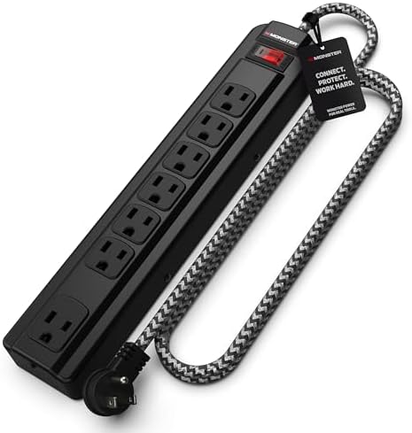 Monster Pro MI Professional Surge Protector Power Strip with Fireproof MOV Technology for Computers, Amplifiers, Pedal Boards, and Pro Audio Gear