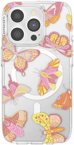 PopSockets iPhone 15 Pro Phone Case with MagSafe- Sunset Mariposa | Magnetic, Wireless Charging, Camera & Drop Protection, Butterfly, Moth, Luna, Western, Boho, Aesthetic