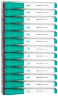 U Brands Fine Tip Dry Erase Markers with Eraser, Whiteboard Markers, Low Odor, Green, Set of 12