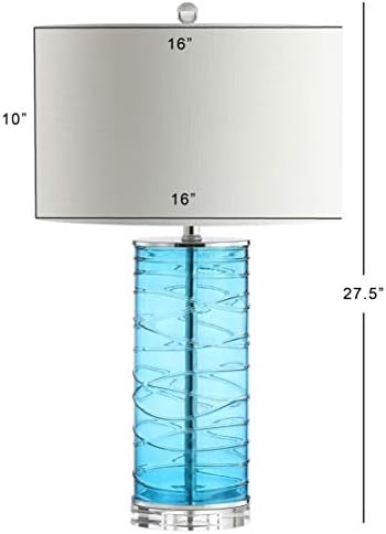 JONATHAN Y Cole 27.5" Fused Glass Table Lamp, Turquoise, Set of 2