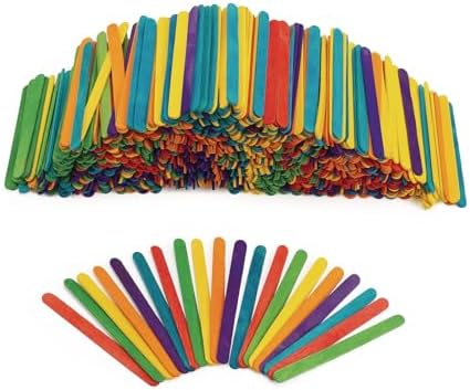 Colorations Colored Wood Craft Sticks, 1,000 Pieces, Ages 3+, PreK+ | Popsicle-Style Sticks, 4 1/2" x 3/8", High-Quality Kids' Crafts and STEAM Activities