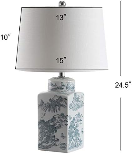 JONATHAN Y Audrey 24.5" Chinoiserie Square Ceramic Table Lamp, Blue/White