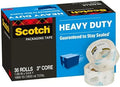 Scotch Heavy Duty Shipping Packing Tape, Clear, Shipping and Packaging Supplies, 1.88 in. x 54.6 yd., 36 Refill Tape Rolls