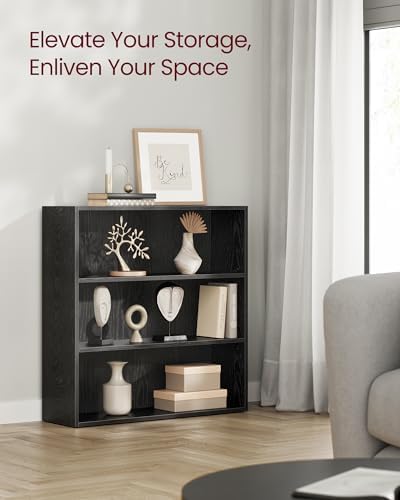 VASAGLE Set of 2 3-Tier Bookshelves, Adjustable Storage Shelves