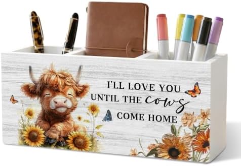 Farmhouse Highland Cow Pencil Pen Holder for Desk Organizer