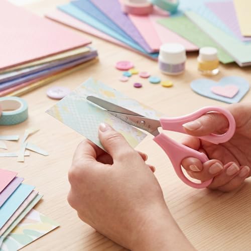 Honoson 150 Pack Student Scissors Bulk with Ruler Blade,Pink