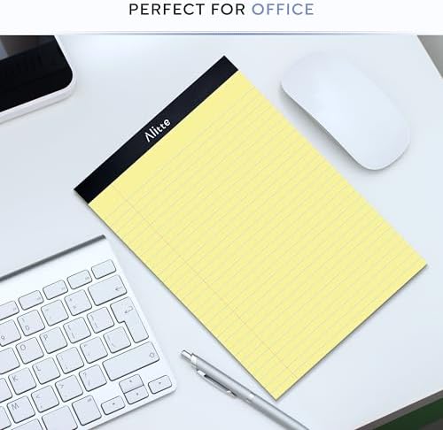 Alitte Yellow Legal Notepads 8.5 x 11, Pack of 12 - Perforated Wide Ruled Writing Pad - Premium Thick Paper, No Ink Bleeding - Blank Legal Pads For Home, Office, School, Business - 50 Sheets Per