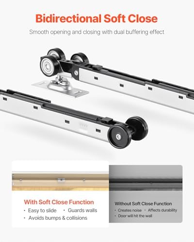 VEVOR Pocket Door Frame Kit, for 48-72 in Wide 80 in High Door, Pocket Door Kit with Two-Way Soft Close Mechanism, Slide Smoothly Quietly, Easy to Install, Wood and Galvanized Steel, for Living Room