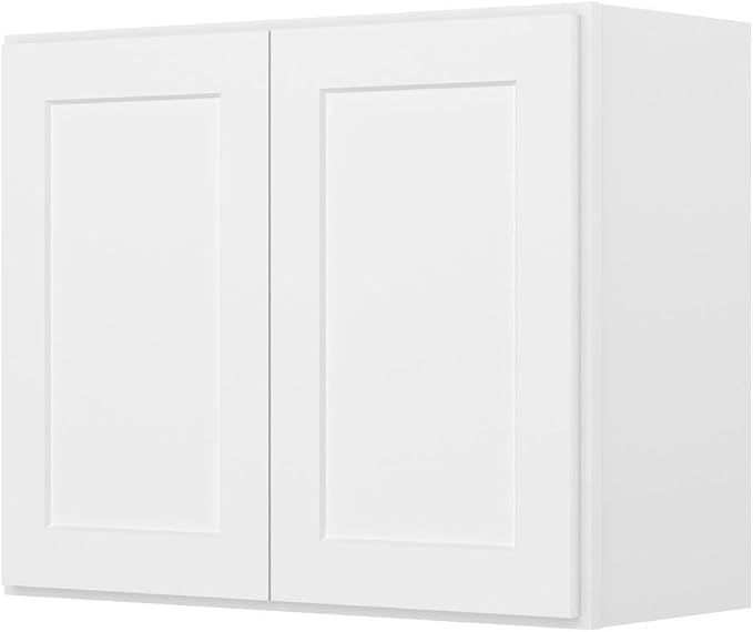 Furinno Shaker Wall Kitchen Cabinet 2-Doors, White | 12 D x 30 W x 24 H, Adjustable Hinges, Soft-Close Shaker-Style Door, Ready to Assemble, Plywood, for Pantry, Dining Room