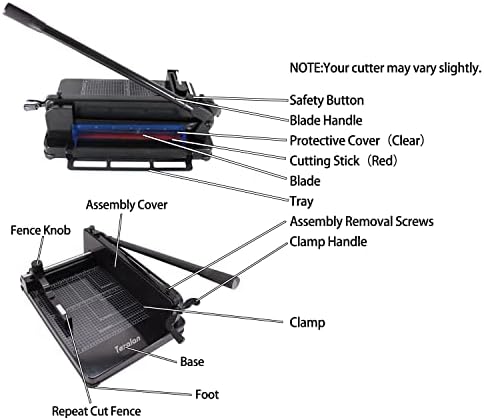TEXALAN(R) Heavy Duty Guillotine Paper Cutter Black 400 Sheets Stack Paper Trimmer (A3-17'' Paper Cutter)