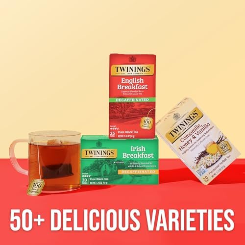 Twinings Decaffeinated English Breakfast Black Tea Bags 25 CT Box (6 Pack)