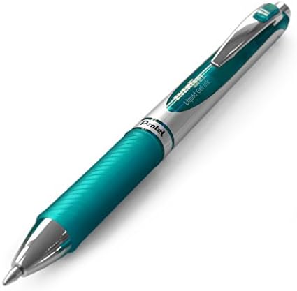 Pentel EnerGel RTX Retractable Liquid Gel Pen Metal Tip, 12 Pack, (0.7mm), Medium Line, Turquoise Blue, Box of 12 (BL77-S3)
