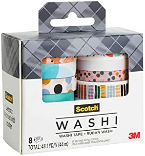 Scotch Washi Tape, Abstract Modern Design, 8 Rolls, Great for Bullet Journaling, Scrapbooking and DIY Décor (C1017-8-P19)