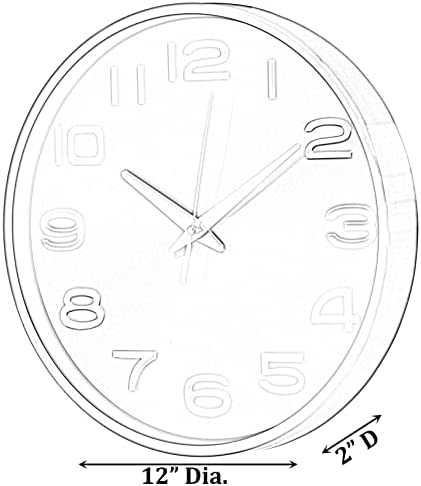 Clockswise Modern Decorative Aluminum Round Wall Clock for Living Room, Kitchen, Dining Room, Silver