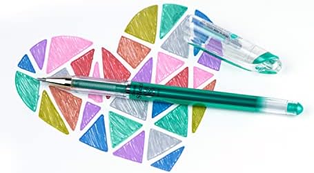 Pentel Arts Slicci Metallic 0.8 mm Needle Tip Gel Pen, Metallic Green Ink, Box of 12 (BG208-MD)