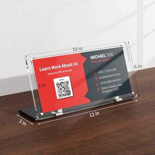 NIUBEE Acrylic QR Code Sign Stand, Clear Magnetic Holder for Booth Display