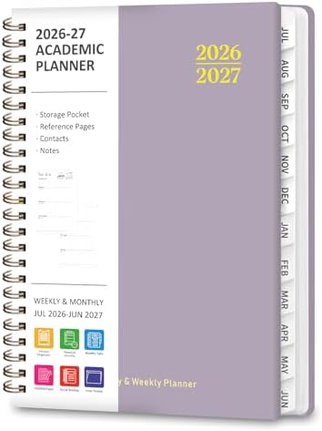 Planner 2026-2027, Weekly and Monthly Academic Planner, July 2026 - June 2027, Hardcover Calendar Agenda Book for School Year Planning, School Supplies for Teacher and Student, A5(6.3'' x 8.5'')