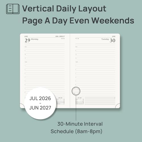 POPRUN 2026-2027 Daily Planner One Page Per Day, 5.75" x 8.5" Day Planner