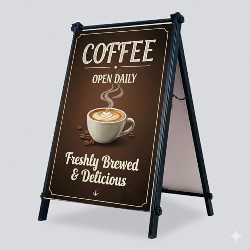 24”x36" Premium Heavy-Duty A-Frame Sign Stand – Holds 2 Insert Boards + 1 Hanging Sign | Weatherproof Sidewalk Sign Holder for Business, Real Estate, Restaurants & Events (STAND ONLY) (1)