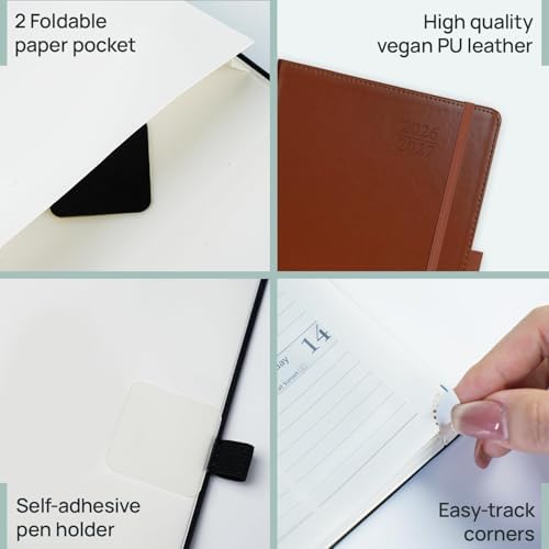 POPRUN Daily Planner 2026-2027 One Page per Day，5.7" x 8.5"Academic Planner