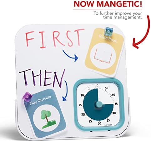 TIME TIMER MOD with Dry Erase Board — 60-Minute Visual Countdown Timer with Magnetic Whiteboard — for Notes, Chores, Classroom and Office Reminders, Visual Schedules, for Kids and Adults (Blue)