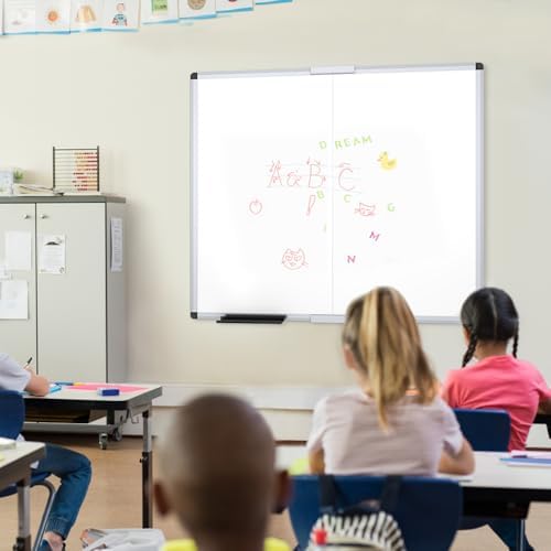 VIZ-PRO Large Magnetic Dry Erase Whiteboard, 48 x 48 Inches, Foldable