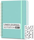 Hardcover Spiral Notebooks, 8.3" x 6.3" Lined Journal Set, 100 GSM Bleed-Resistant Paper, 200 Pages Twin-Wire Bound Notebook with Elastic Band & Category Stickers for Office, School