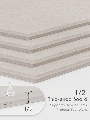 Thick Felt Pin Board Tiles 12 Pack, 11.8x11.8 Bulletin Board for Wall