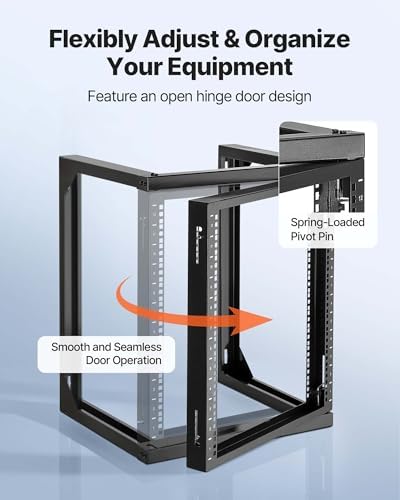 VEVOR 12U Open Frame Server Rack, Free Standing or Wall Mount Rack with 180 Degrees Gate Swing, Network Rack for 19" IT Equipment & A/V Devices