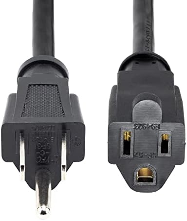 StarTech.com 3ft (1m) Power Extension Cord, NEMA 5-15R to NEMA 5-15P Black Extension Cord, 13A 125V, 16AWG, Outlet Extension Power Cable, NEMA 5-15R to NEMA 5-15P AC Power Cord - UL Listed (PAC1013)