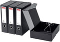 Storage File Boxes 4 Pack, Foldable File Box with Clip, 88mm Spine, Black | Archives Cases with Magnetic Closure, Plastic Document File Organizer Storage