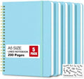 5 Pack Hardcover Spiral Notebooks, 8.3" x 6.3" Lined Journal Set, 100 GSM Bleed-Resistant Paper, 200 Pages Twin-Wire Bound Notebook with Elastic Band & Category Stickers for Office, School