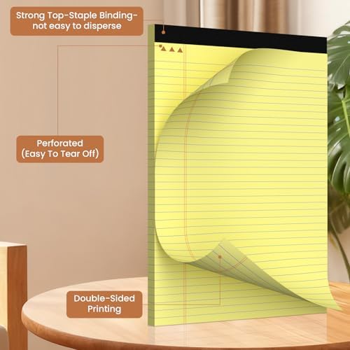 12pcs Legal Pads 8.5 x 11, Perforated Yellow Notepad 8.5x11, 50Sheets/Pad