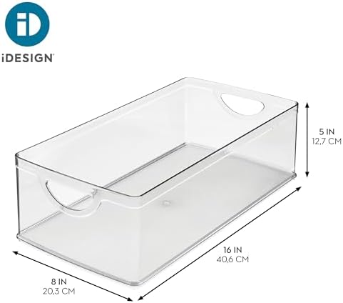 iDesign Stackable Clear Plastic Extra Long Storage Bin, 4-Pack