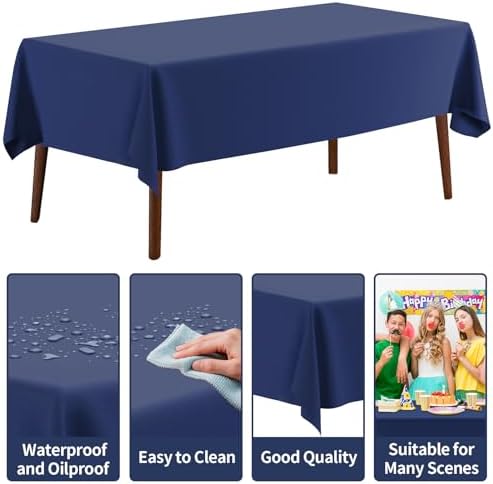 CXPSINC 54 Inch X 300 Feet Plastic Table Cover Roll Disposable Tablecloth with Slide Cutter for All Type/Shape Tables | Party, Banquet, Birthdays, Weddings(Navy Blue, 300 Feet)