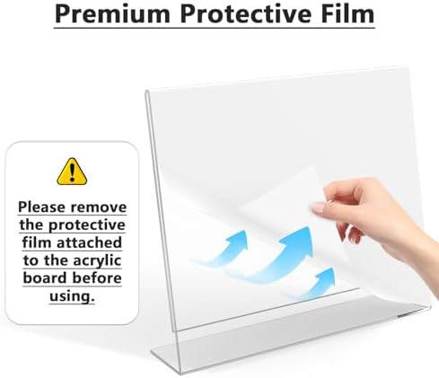 MaxGear Acrylic Sign Holder 8.5x11 Inches Horizontal 12 Pack, Slant Back