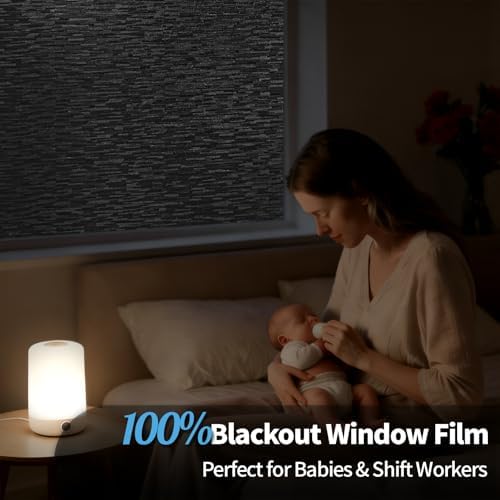 GTJ Blackout Window Privacy Film, Striped, Static Cling, 47.2 x 78.74 in