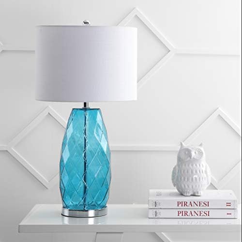 JONATHAN Y Juliette Modern Faceted Glass Table Lamp 26.5", Moroccan Blue