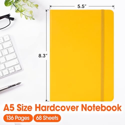 16 Pack Lined Journal Notebook for Work, 136 Pages, Medium 5.5" x 8.3", A5 College Ruled Notebook, 8 Colors, Hardcover Journaling Notebooks for Writing, Note Taking