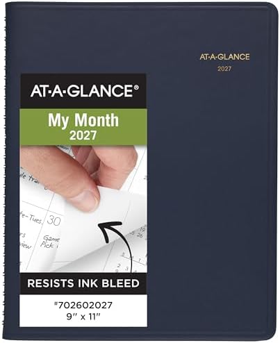 AT-A-GLANCE 2027 Planner, Monthly, 15-Month Jan-Mar, 9" x 11", Unruled Daily Blocks, Navy (702602027)