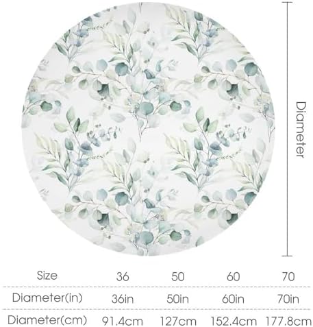 Green Eucalyptus Tablecloth, Watercolor Floral Spring Botanical Plants Herb Sage Print Table Cover for Home Kitchen Dining Table Party Camping Decor, 70x70in