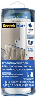ScotchBlue Pre-taped Painter's Plastic with Dispenser, Unfolds to 48 inches by 30 yards,PTD2093EL-48