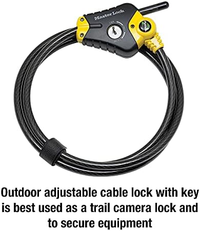 Master Lock Black and Yellow Python Cable Lock-Key, OutdoorLock for Bikes, Trail Cameras, and Other Equipment, 6 Foot Long x 3/8-Inch Diameter, 8413DPF (Pack of 6)