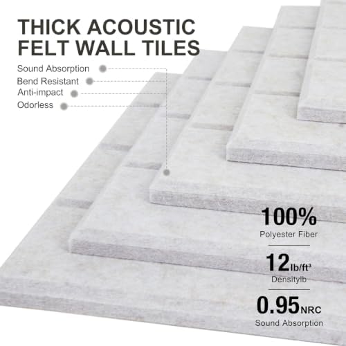 0.47" Thick Felt Wall Tiles 36"x24" Cork Board Alternative 6 Pack 11.81"x11.81"Felt Bulletin Board Pin Board with Removable Adhesive Tape&30 Pushpins for Home Office School(Bold-Light Camel)