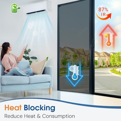 Homein Window Tint for Home with Tools, One Way Window Film, Black Silver