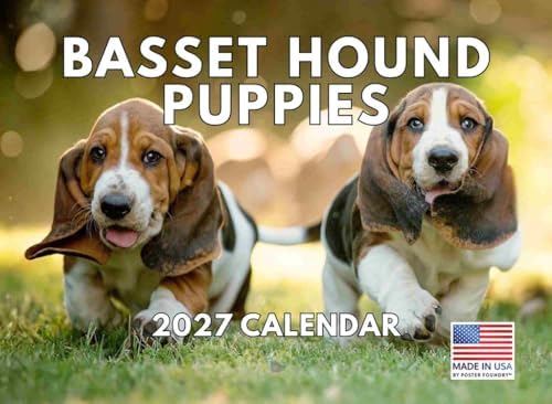 Basset Hound Puppy Calendar 2027 Monthly Wall Calender 12 Month