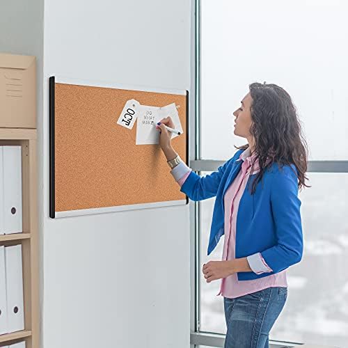 Amazon Basics Cork Bulletin Board, 17" x 23", Pin Board for Office & Home, Wall Organizer with Aluminum Frame, Lightweight, Easy to Install, 3-Pack