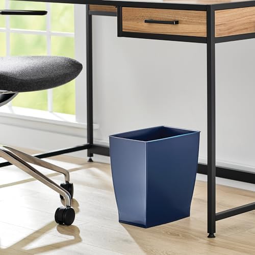 iDesign Small Plastic Bathroom Trash Can, Slim Rectangle Garbage Bin, 2-Pack