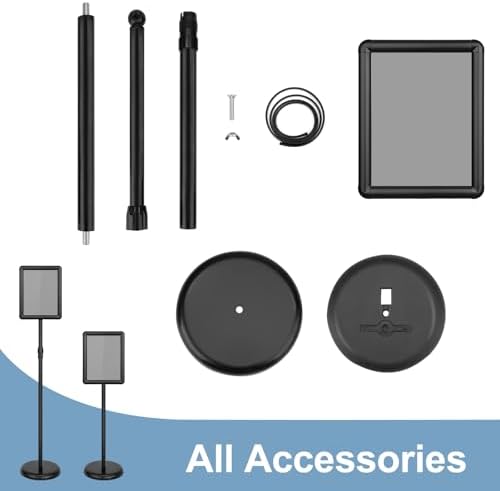JEAWIWI 1Pcs Sign Holder Stand, 8.5x11 in, Adjustable Rotatable Snap-Open